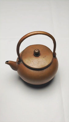 日本 老銅壺 煮水壺 提梁壺 老包漿 工藝不錯 雙層隔熱蓋（
