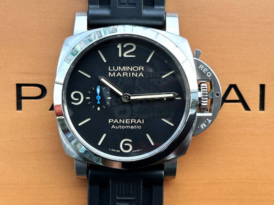 飛馬當舖 PANERAI 沛納海 2019保單 PAM1312 八年保固 藍色小秒針 透明錶背 三明治面盤 自動上鍊 44mm