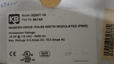 KB Electronic P/N: 8614A Type: KBWT-16 直流馬達控制器 庫存新品
