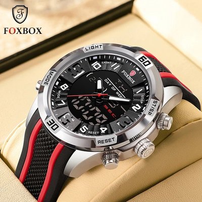 現貨手錶腕錶FOXBOX/利格跨境專供男士雙顯手錶多功能計時手錶運動防水手錶