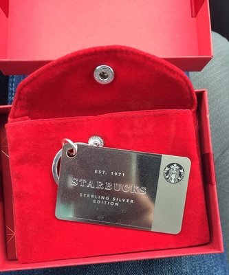 全新 美國 星巴克 Starbucks 2014 純銀金屬 (.925) 隨行卡含原始儲值金$50美元