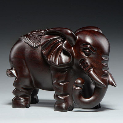 熱賣 黑檀木雕大象擺件實木一對招財象木製家居風水擺件紅木質工藝禮品-