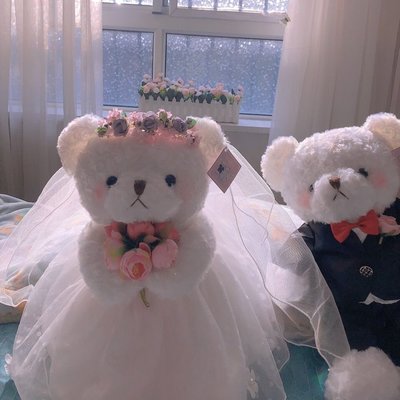 精品婚紗玩偶泰迪熊結婚公仔一對情侶壓床娃娃送新人婚房禮物~特價