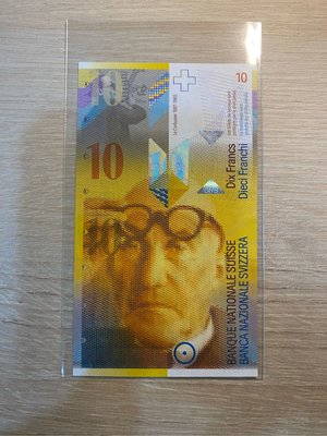 《早期無雷射打孔》瑞士 1996年 10 法郎 Francs 紙鈔 98-全新品相