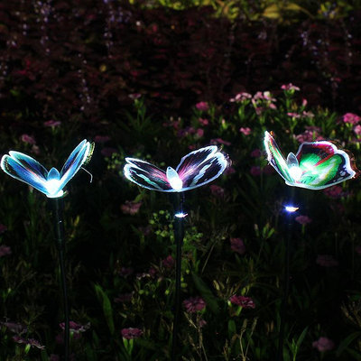 熱賣款太陽能蝴蝶燈戶外防水草坪裝飾燈七彩變色LED燈