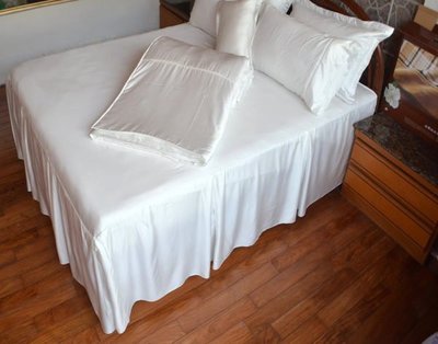 總統套房專櫃精品純白色超柔軟超輕盈天絲雙人床包、天絲枕頭套