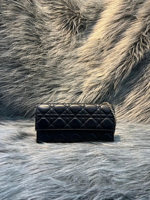 Dior LADY S0020 WOC 黑色羊皮金鍊 黛妃包 腋下包肩背包 斜背包 長夾 發財包