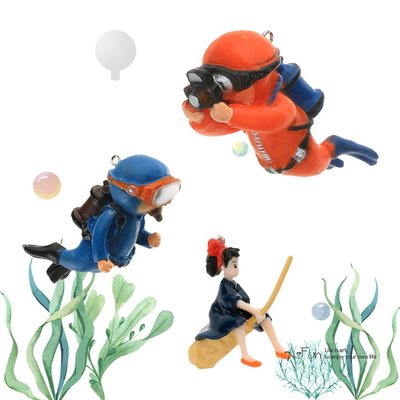 《AsFun》漂浮裝飾 漂浮潛水員 漂浮小魔女 魔女宅急便 魚缸造景 擺件  水族造景 水族箱造景 魚缸裝飾 漂浮球