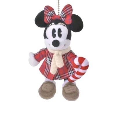 全新 日本迪士尼商店 2021年 聖誕節米妮吊飾小娃娃 耶誕節米妮包包掛飾小玩偶 minnie mouse洋裝小公仔 米老鼠洋裝擺飾disney store
