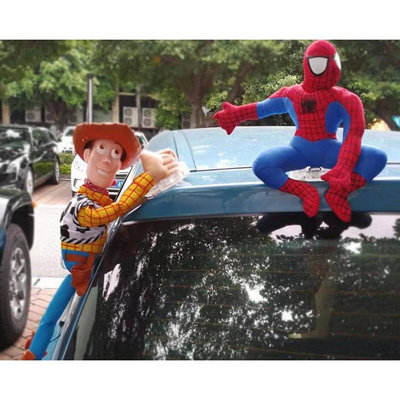 汽車頂裝飾玩偶 玩具總動員 蜘蛛俠 蝙蝠俠 超人 巴斯光年 胡迪 車尾搞笑公仔 汽車外裝潢玩具 車用吊飾