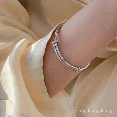 抽拉式潮流設計感創意復古女重工個性手環時尚銀手鐲簡約百搭日韓（滿599元免運）