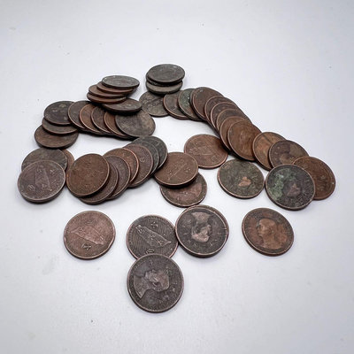 0614-11 民國38年壹角銅幣，共50枚，品項如圖