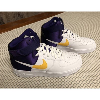 【正品】耐克Nike Air Force 1 High NBA Lakers 紫金 湖人 高幫 籃球 BQ4591-101慢跑鞋