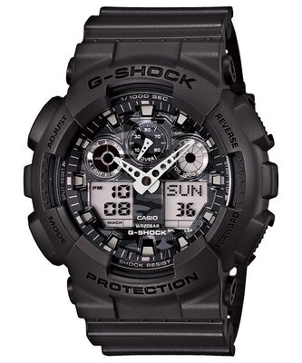 【金台鐘錶】CASIO 卡西歐G-SHOCK 3D錶盤 迷彩系列 (灰迷彩) GA-100CF-8A
