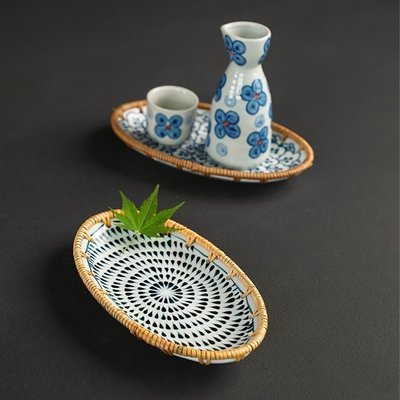“正品”日式越南藤編瓷器果盤茶點盤糕點水果面包籃茶盤收納筐零食早餐