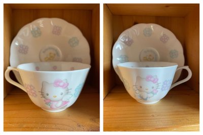 ［清衣架］Hello Kitty 1997年天使系列咖啡杯盤 骨瓷 一杯一盤全新正品 日本製 質感很好的咖啡杯