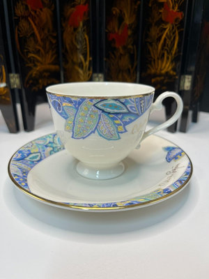 特價出 日本瓷器Narumi鳴海 樹葉畫片 骨瓷描金咖啡杯