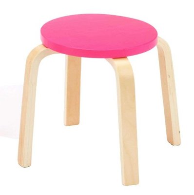 日本進口 好品質歐式粉色楊木實木製造圓椅子讀書成年人可坐穿鞋椅休閒椅電腦椅客廳庭園椅小孩小朋友兒童唸書椅 5468c