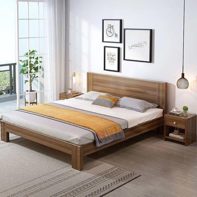 現貨 實木床1.5米松木雙人經濟型現代簡約1.8M出租房簡易單人床1.2床架可開發票