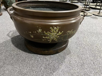 日本回流銅器  銅火缽 香爐 茶道爐 中古物品，難免有歲月使290