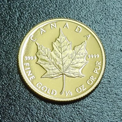 《51黑白印象館》西元1989年加拿大發行 楓葉金幣1/4盎司 含金9999 品相如圖 低價起標a2