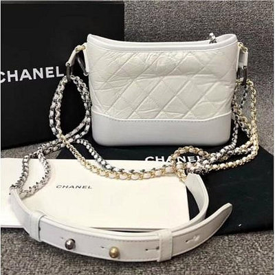 專櫃正品 Chanel Gabrielle Hobo mini 流浪包 白色 單肩包 鏈條包 現貨