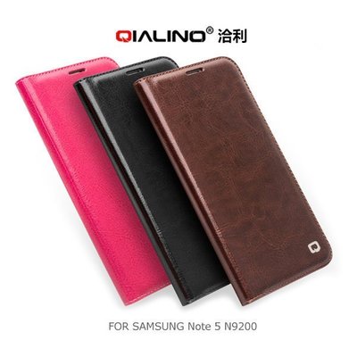 --庫米--QIALINO 洽利 SAMSUNG Galaxy Note 5 N9200 經典皮套(磁吸款) 剩玫紅預購