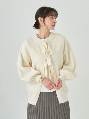 日本帶回 earth music & ecology 兩穿設計 毛衣 外套 白色 綁帶設計 2way 兩穿 軟毛親膚 ¥2499