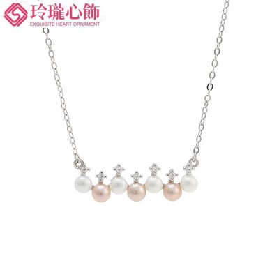 XD326創意設計飾品S925純銀女珍珠項鍊簡約韓版時尚氣質百搭頸鍊-玲瓏心飾
