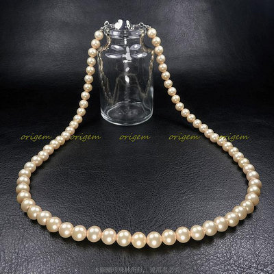 珍珠林~6m/m黃金珍珠項鍊~南洋深海霧面加彩硨磲貝珍珠#342+2
