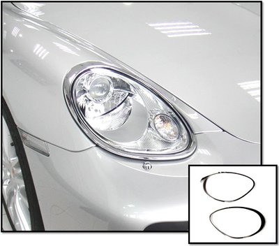 圓夢工廠 Porsche Cayman S 987 2005~2008 改裝 鍍鉻銀 車燈框飾貼 前燈框 頭燈框