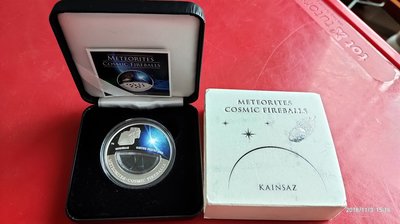 珍品收藏閣天文銀幣 斐濟 2012年 美國布林海姆隕石 玻璃隕石 彩色 原盒證