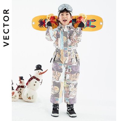 現貨熱銷-VECTOR兒童連體滑雪服男童女童滑雪衣滑雪褲套裝寶寶滑雪裝備-特價