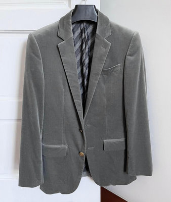 日本品牌comme ca men collection灰色天鵝絨西裝外套修身款s號 可搭ds