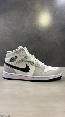 Air Jordan 1 Mid AJ1煙灰白灰黑女子時尚 運動籃球鞋BQ6472-015