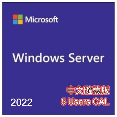 含稅 微軟 Microsoft Windows Server 2022 5 Users CAL 5CAL 繁體中文隨機版