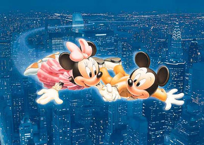 1000-139 絕版夜光1000片日本正版拼圖 迪士尼 米奇米妮 夜空飛行