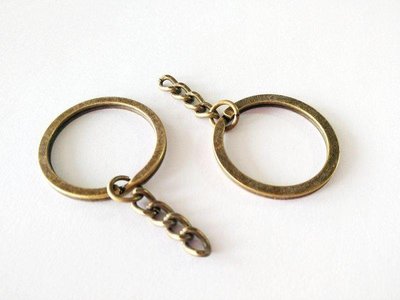 【綺妹手創雜貨】古銅色 帶鏈鑰匙圈(平圈) 30mm 手工藝串珠 手作材料 DIY材料