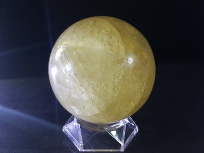 [銀九藝] 直徑~9.4公分 1139g 黃水晶 冰洲石球 吉祥擺飾 (8)