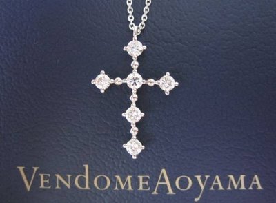 真品Vendome Aoyama 日本青山純鉑金pt900天然鑽石十字架項鍊