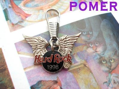 ☆POMER☆ Hard Rock Cafe 1998 硬石餐廳 銀色老鷹翅膀 有標記 紀念 金屬拉鍊吊飾