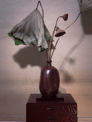 日本中古回流信樂燒柴燒手造三面捏扁復古花瓶花器 清貨一口價包