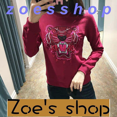 zoe-VLK嘻哈法國代購kenzo衛衣圓領男女時尚黑色老虎頭刺繡寬鬆套頭長袖衫潮