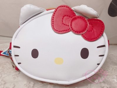 ♥小公主日本精品♥hello kitty凱蒂貓白色大臉造型零錢包紅色零錢包化妝包小物包手機附手繩41090701