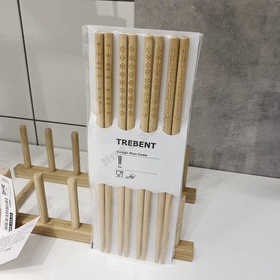 宜家IKEA正品特萊本筷子4雙裝天然竹筷子木質家用安全健康環保筷