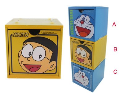 【卡漫迷】 積木型收納盒 Doraemon 3款選1 ㊣版 抽屜 置物盒 多拉 哆啦 A夢 小叮噹 台灣製 大雄 木製