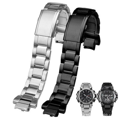 代用錶帶 適配卡西鷗G-SHOCK系列MTG-B3000改裝實心不銹鋼手錶帶快拆鋼帶男
