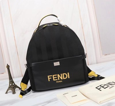 Jisoo代購 Fendi絲印高品質雙肩包 雙拉鏈商務戶外背包 透氣尼龍新款後背包6668568