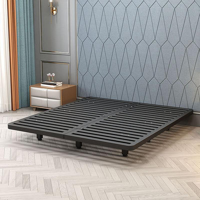 簡約懸浮床1.5米1.8米意式輕奢無床頭床架雙人鐵床公寓鐵床架_范斯頓配件工廠