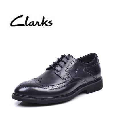 clarks其樂男鞋新款真皮商務正裝皮鞋英倫風布洛克婚鞋舒適德比鞋